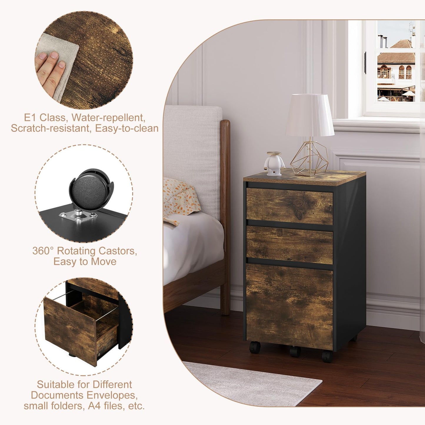 - WOLTU Mobile Filing Cabinet for Lever Arch Folders, Storage Cabinet in the Office