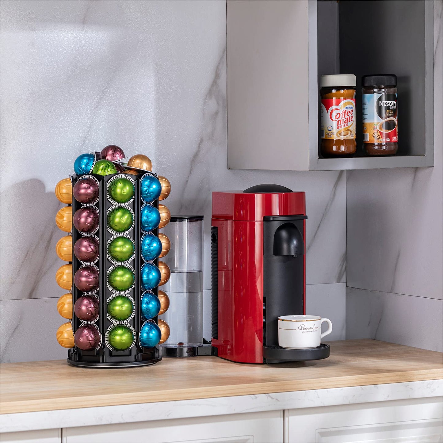 - Rice Rat | Nespresso Pods Holder With Central Additional Pods Storage | Carousel-60+ Pods -