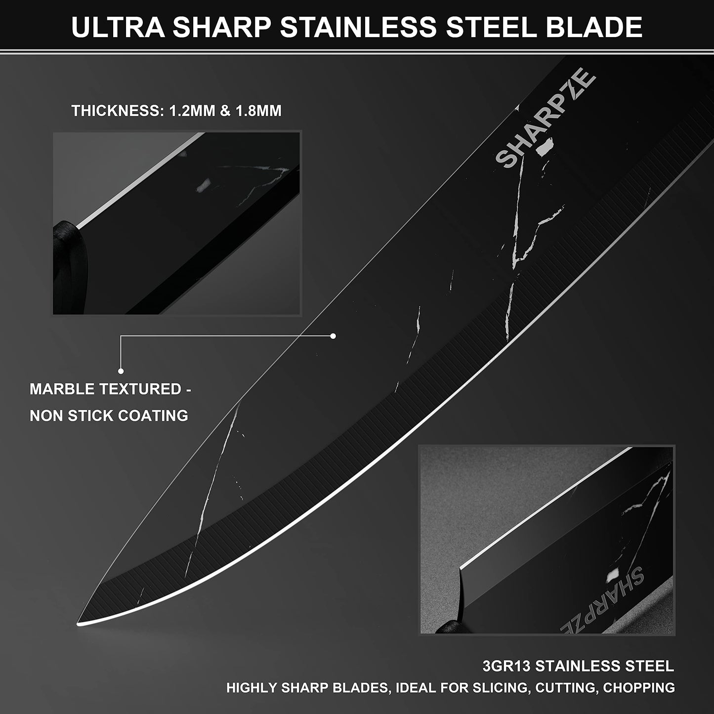 - Kitchen Knife Set of 5 | Ultra Sharp Stainless Steel Blade I Kitchen Knives with Ergonomic Handle & Sheaths Include Paring -