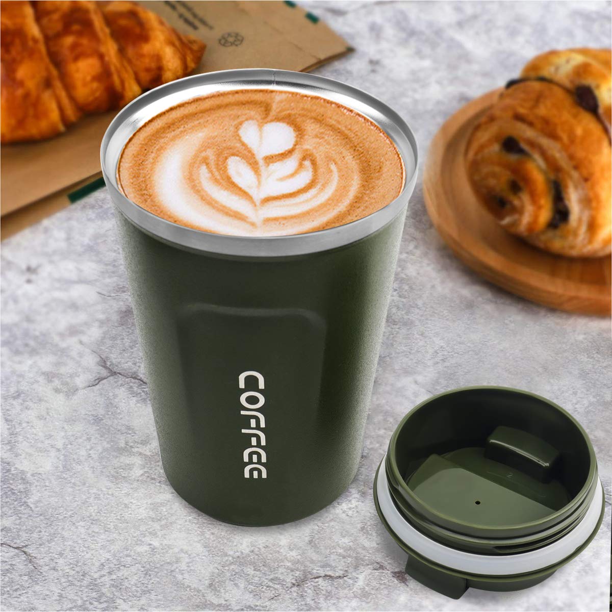 - MOMSIV Coffee Cup | 380ml Vacuum Reusable Leakproof Double Wall Coffee Cup -