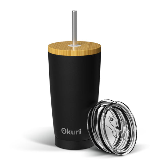- Okuri Insulated Travel Mug 600ml | Stainless Steel Coffee Cup | Bamboo Lid -