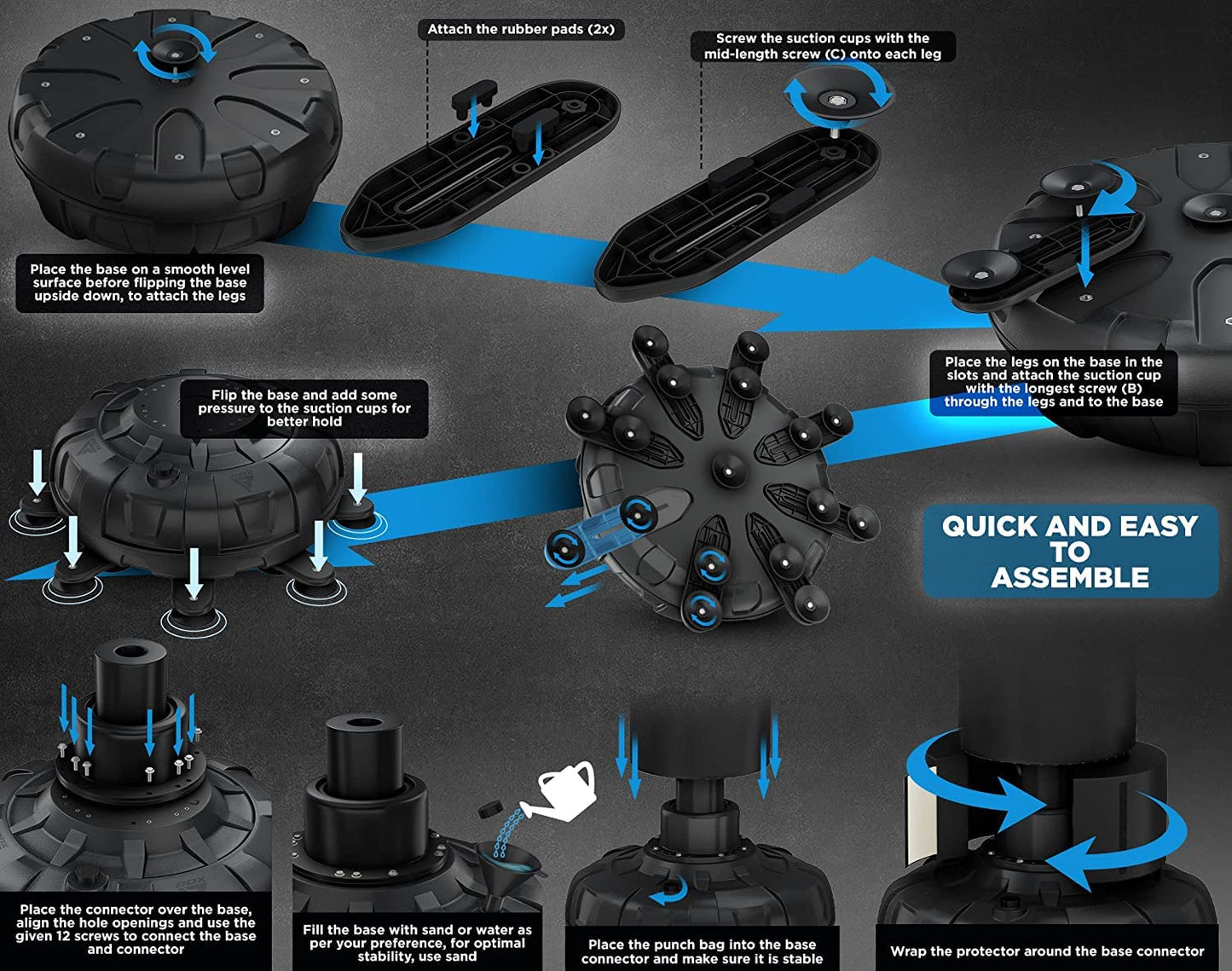 - RDX XXL 150KG 6ft Free Standing Punch Bag | Gloves & Cover | Heavy Pedestal Bag -