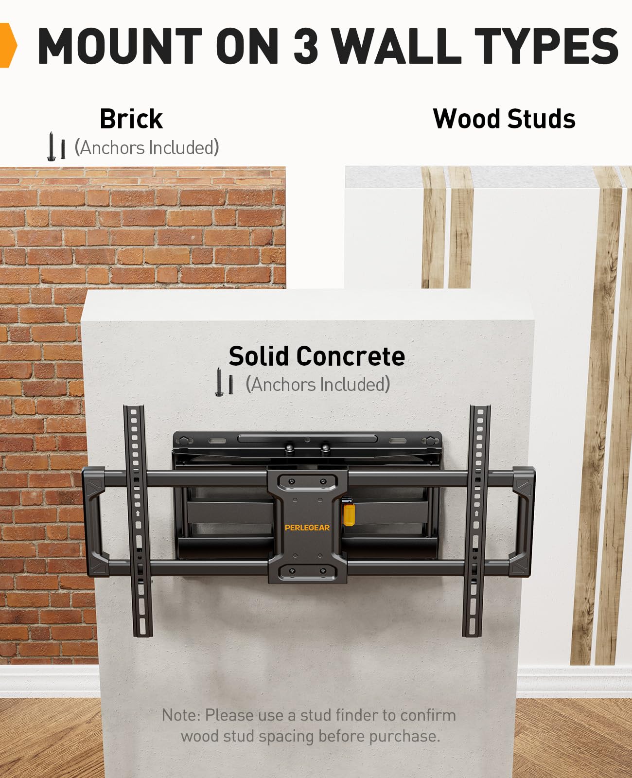 - Perlegear TV Wall Bracket | 60 kg | Tilt and Swivel TV Bracket with Dual Arms -