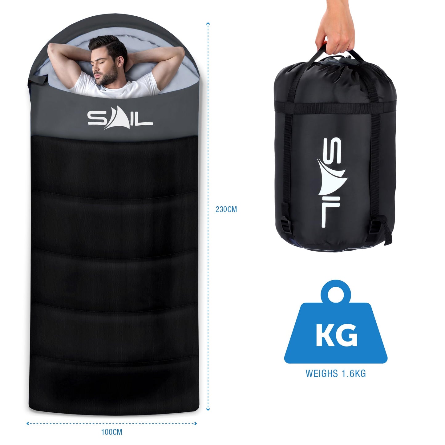 - SAIL XL Sleeping Bag | Extra Wide for Big & Tall Person | 3-4 Season -