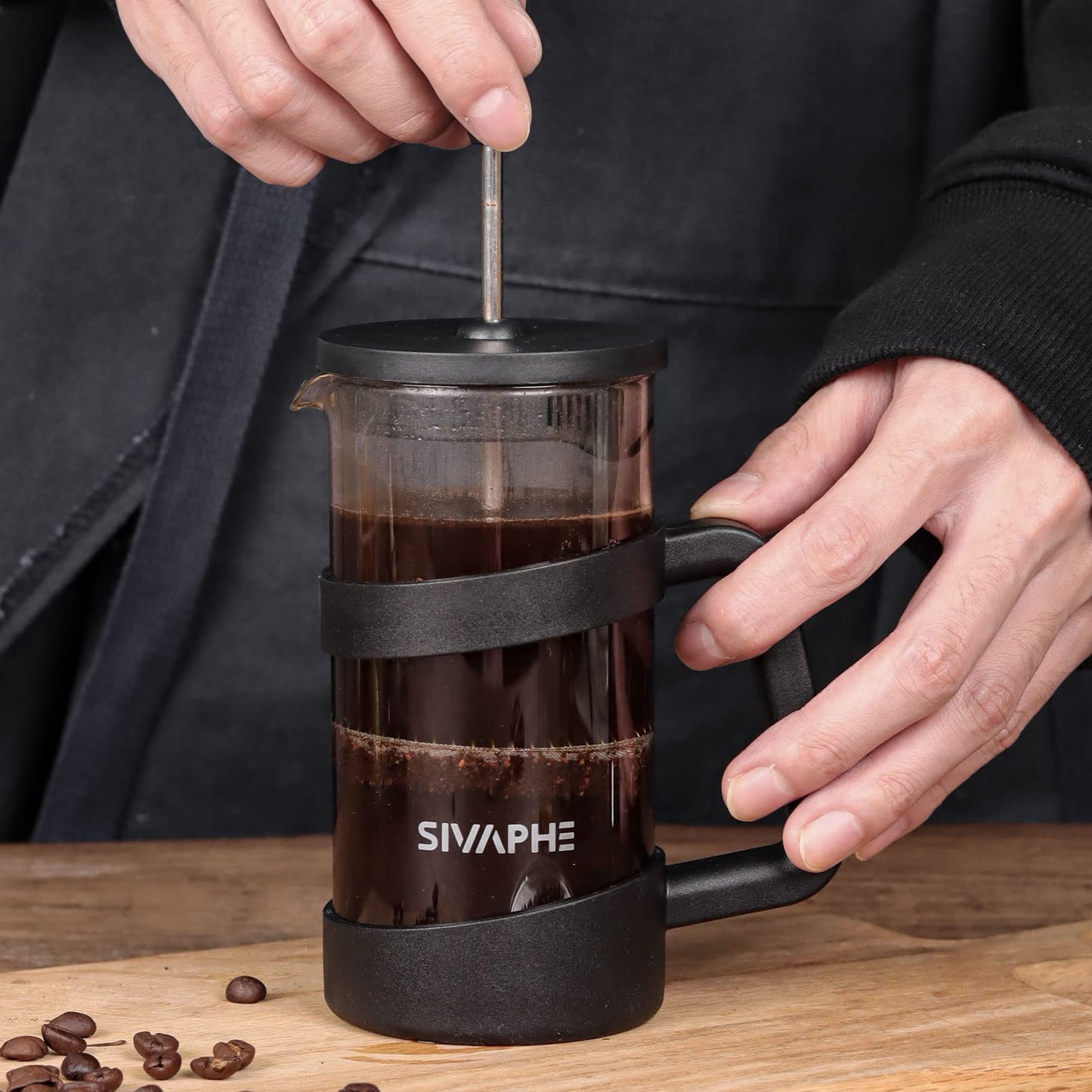 - Sivaphe French Press Coffee Maker 350ml | Cafetiere Coffee Plunger Black 12oz 1-2 Cup -