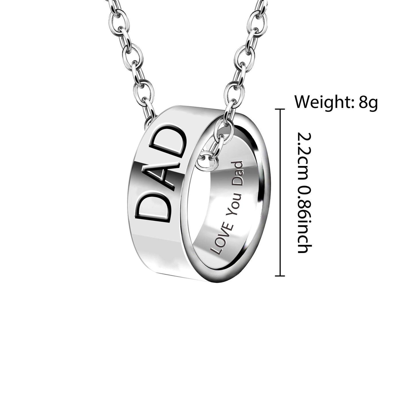 - YONGHUI Mens Personalised Adjustable Stainless Steel Ring Necklace Jewellery For Dad