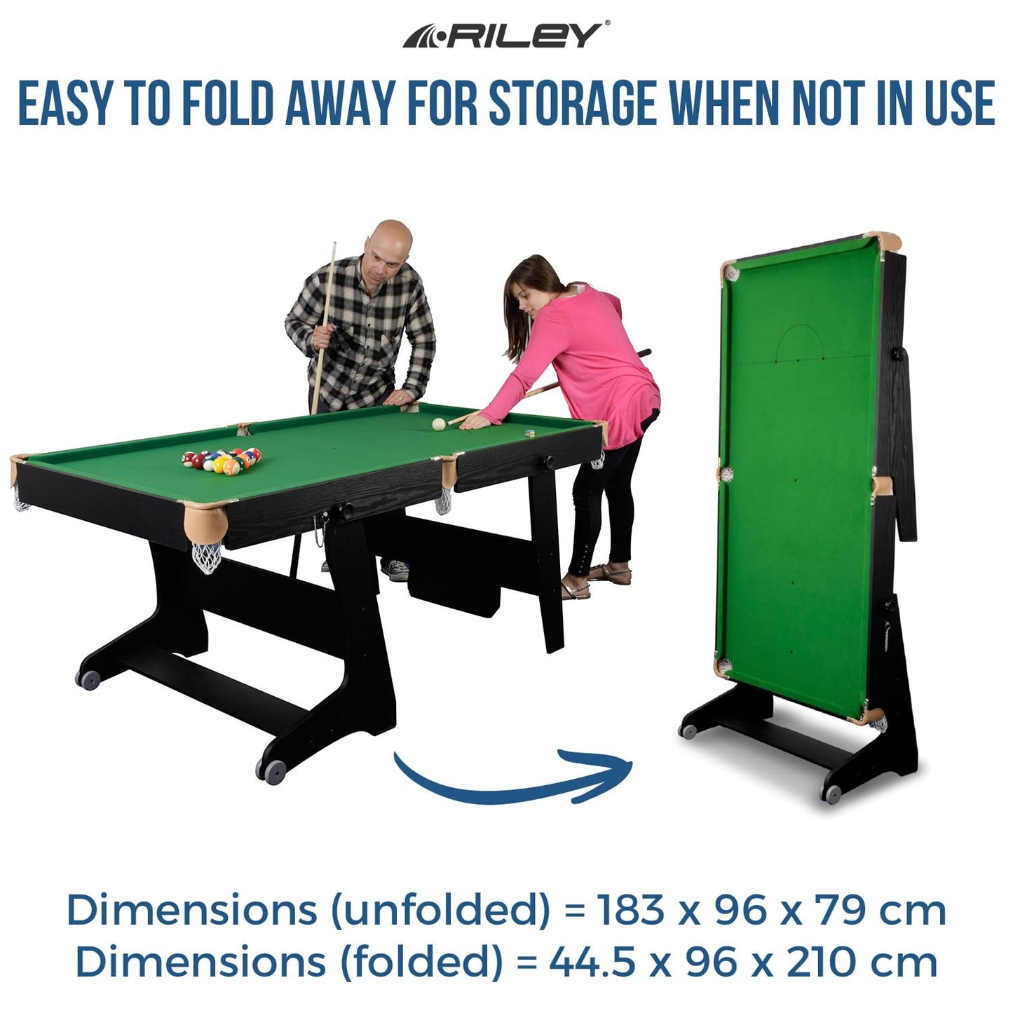 - Riley 4-in-1 6ft Folding Snooker & Pool Games Table | Table Tennis & Soft Tip Dart Board | Cues & Balls -