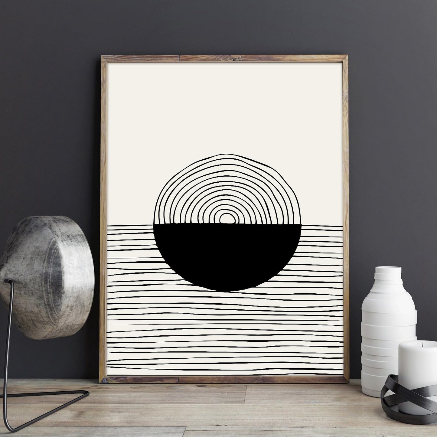 Dazzlewall Boho Black and White Wall Decor Poster Abstract Geometric Line Wall Poster for Bedroom Living Room Decor 12x16 in Unframed Set of 4