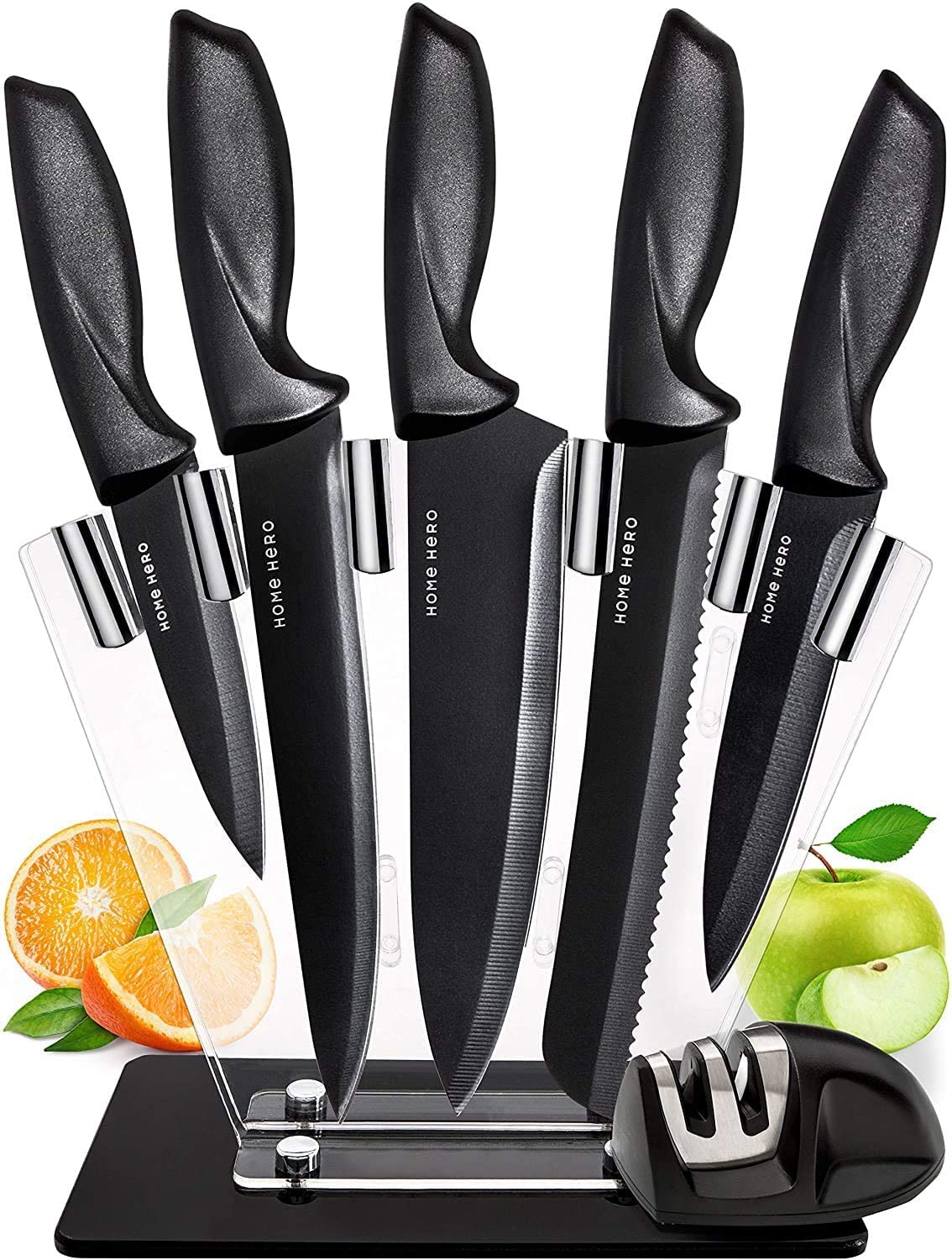 - Home Hero Ultra-Sharp Stainless Steel Kitchen Knife Set - Chef Knives Set (7 pcs Set -