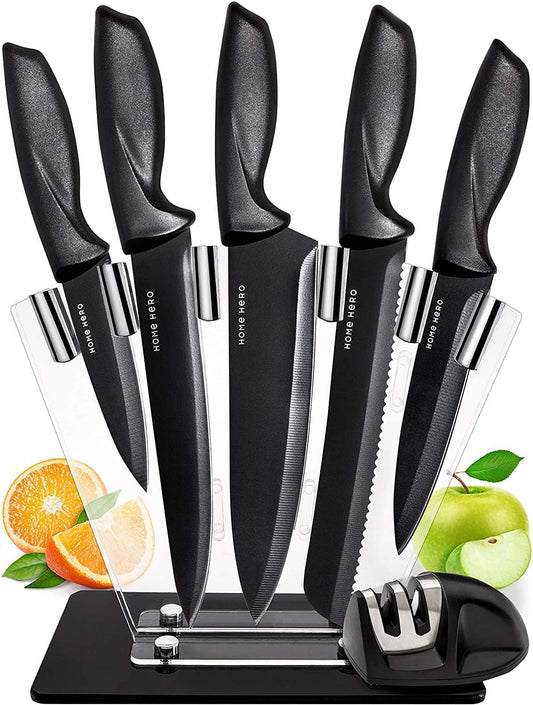- Home Hero Ultra-Sharp Stainless Steel Kitchen Knife Set - Chef Knives Set (7 pcs Set -