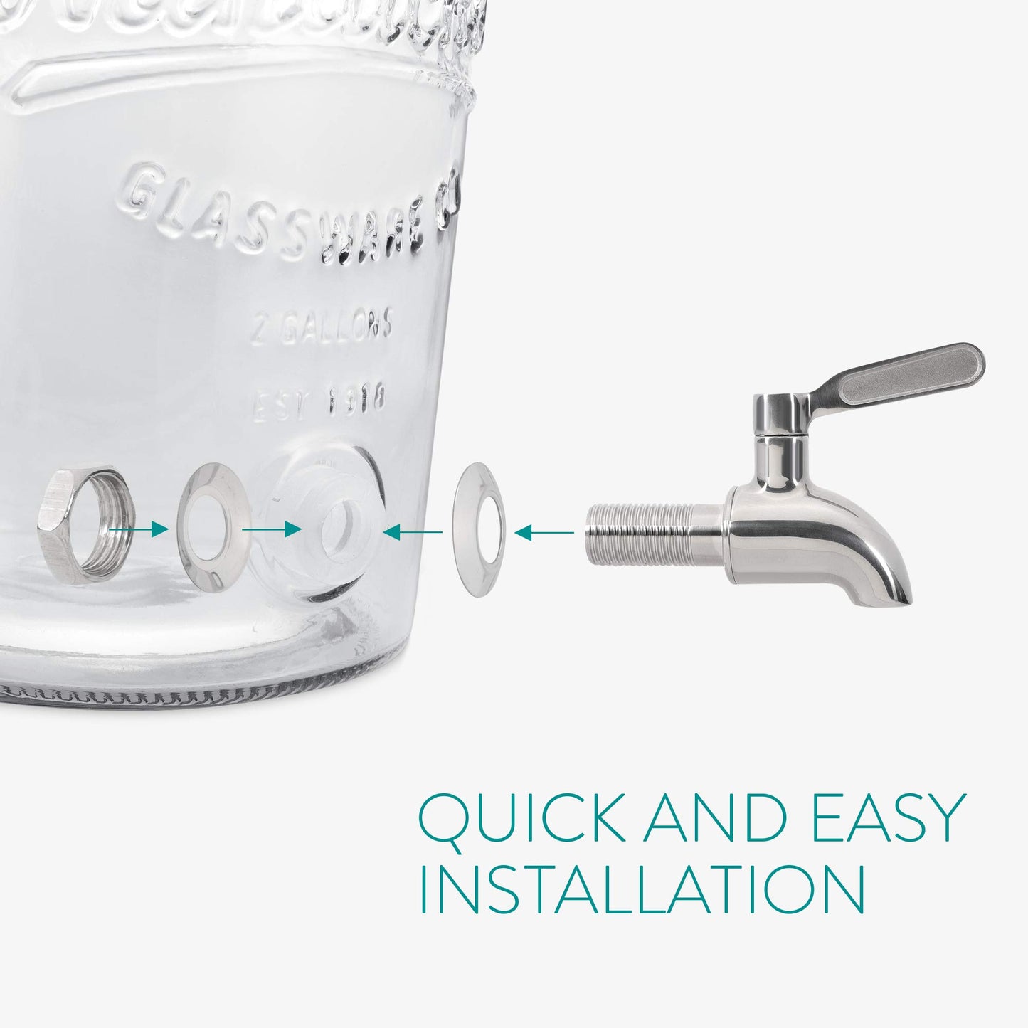 - Navaris Drinks Dispenser with Tap | 8L Glass Drink Jar -