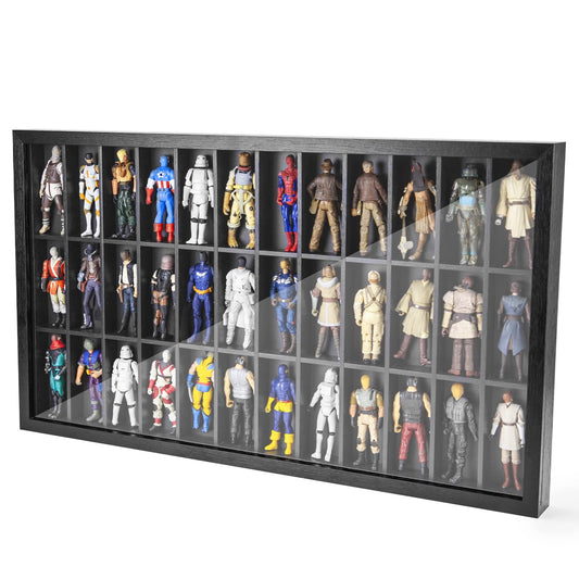 3.75 inch Figure Collectors Showcase, Display Frame Case for Action Figures, Dustproof Cabinet Box for Collectibles, Compatible with Star was/ Gi Jeo Classified Series, 24.61" X 1.65" X 13.98"