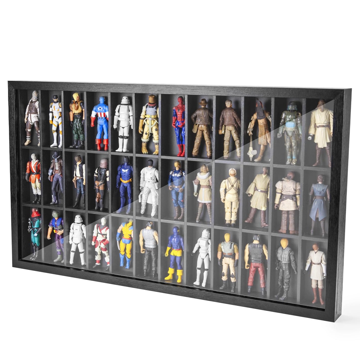 3.75 inch Figure Collectors Showcase, Display Frame Case for Action Figures, Dustproof Cabinet Box for Collectibles, Compatible with Star was/ Gi Jeo Classified Series, 24.61" X 1.65" X 13.98"