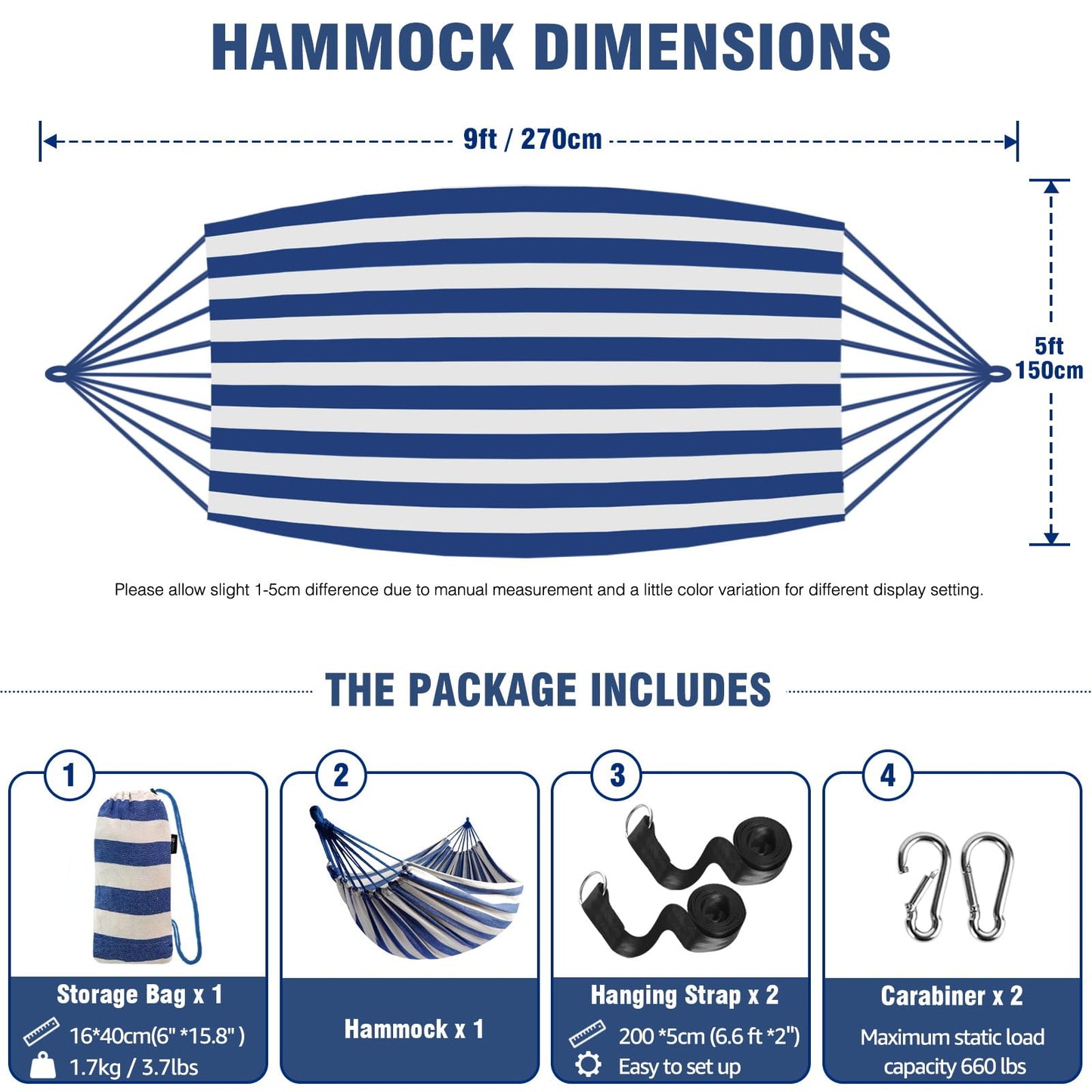 Anyoo Cotton Hammock Comfortable Fabric with Tree-friendly Straps, Durable Portable Hammock with Travel Bag,Perfect for Garden Camping Outdoor/Indoor Patio Balcony Backyard