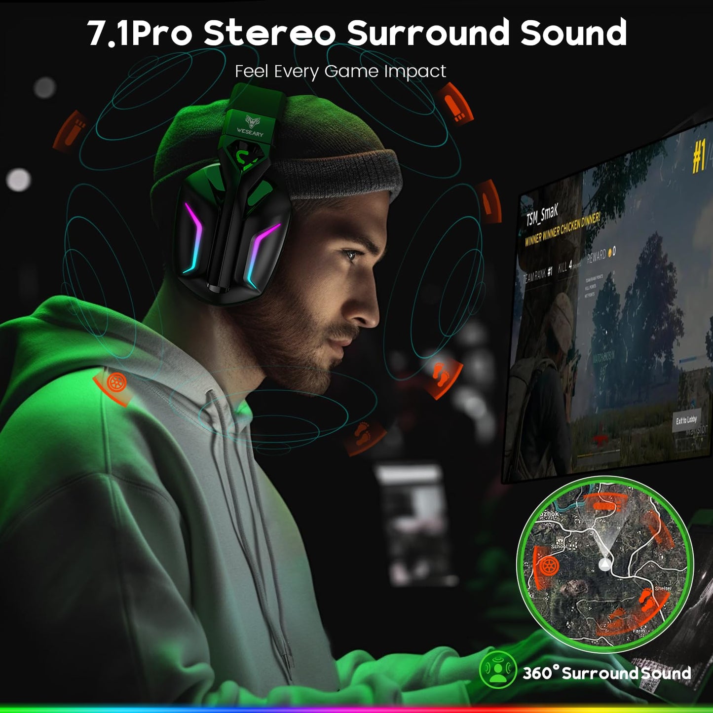 - WESEARY Wireless Gaming Headsets