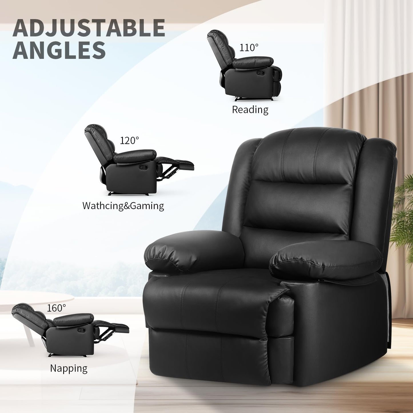 - Hamlody Recliner Armchair | Padded Seat Single Sofa -