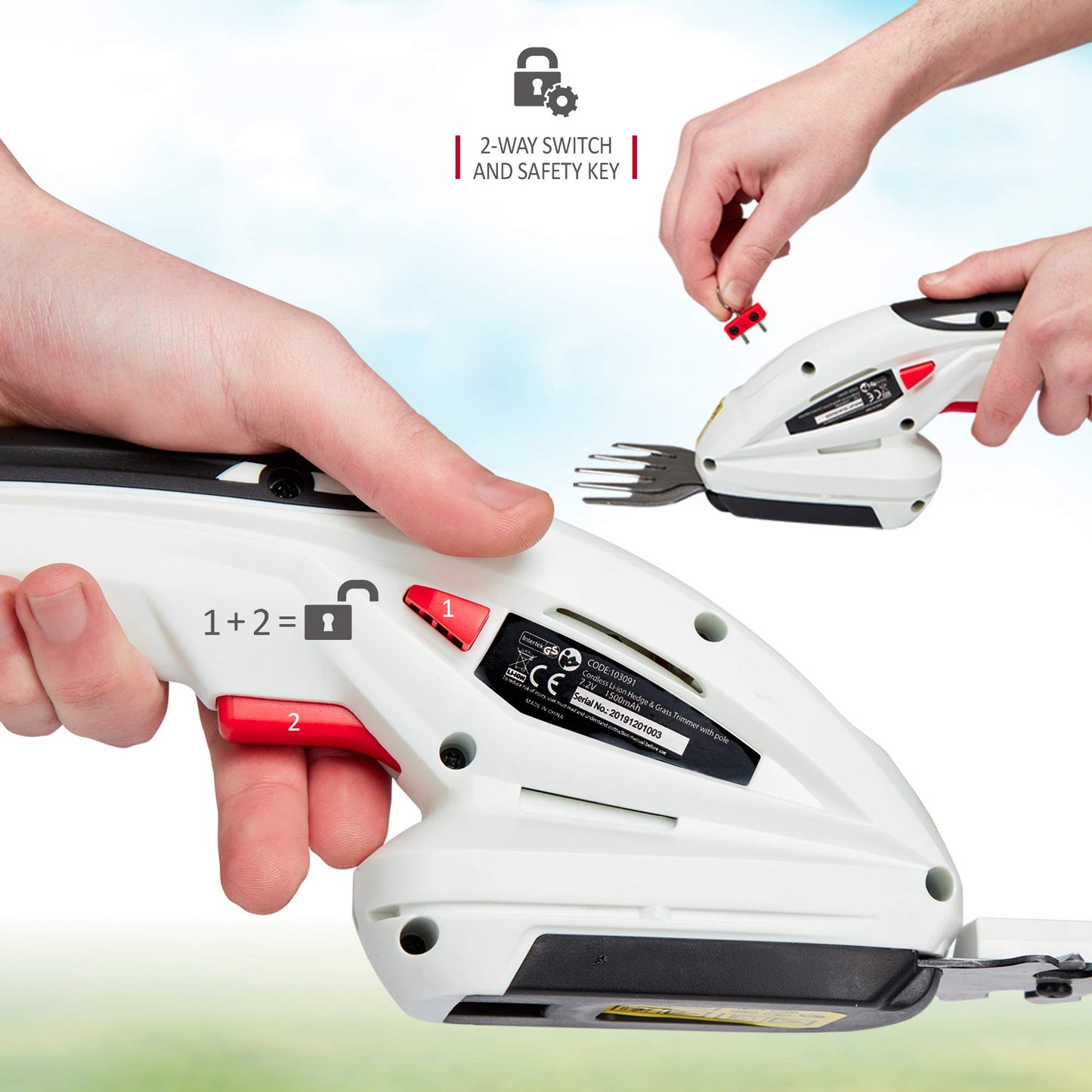 - NETTA 2in1 Grass Shear & Hedge Trimmer | 7.2V Rechargeable 1500mAh Lithium-Ion Battery -