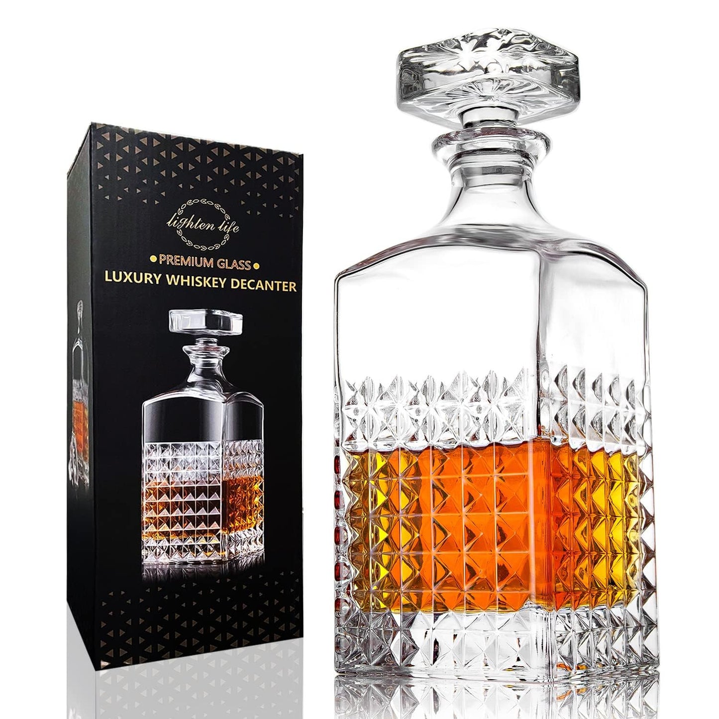 - LIGHTEN LIFE Whiskey Decanter | 1000ml Crystal Decanter with Stopper in Gift Box -