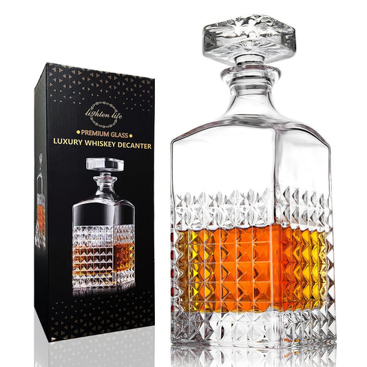 - LIGHTEN LIFE Whiskey Decanter | 1000ml Crystal Decanter with Stopper in Gift Box -
