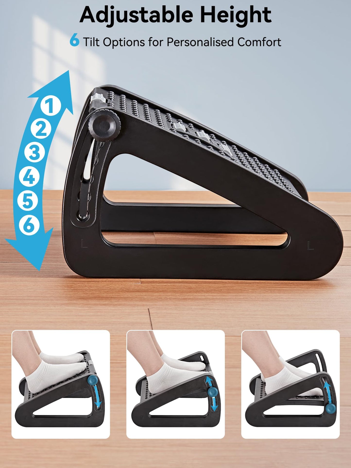 - HEETA Foot Rest Under Desk | Adjustable Height Footrest Ergonomic Foot Stool with Massager Function -