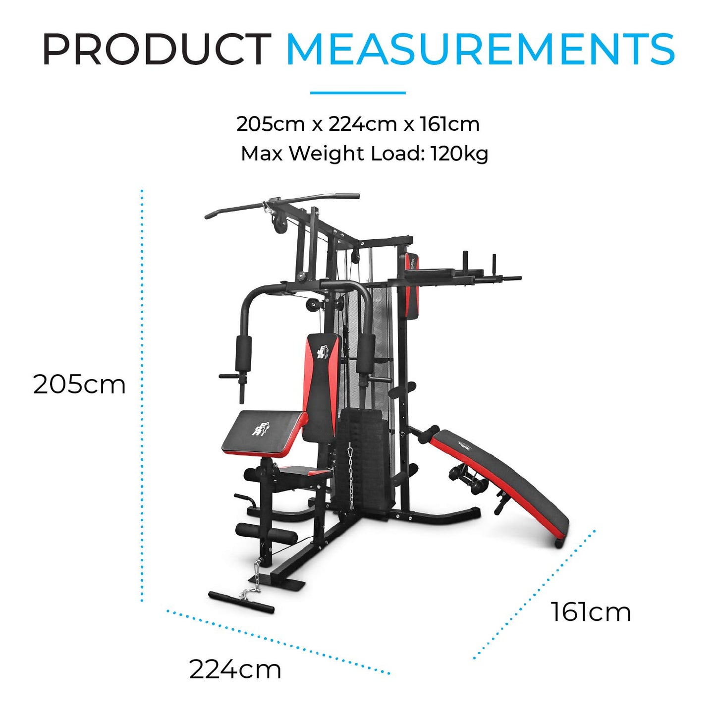 - Fit4home Multi Gym Workout Station | Home Fitness Body Exercise Machine | Total-body Workout | Multifunctional Workout Station | TF-7005A, (81.64 KG) -