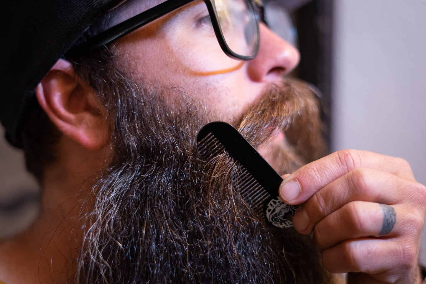 Beard Comb Or Fine Tooth Moustache Pocket Stainless Steel Metal Powder Coated Black Keychain Mustache Comb For Men - 3.25 x 1 Inches by Death Grip