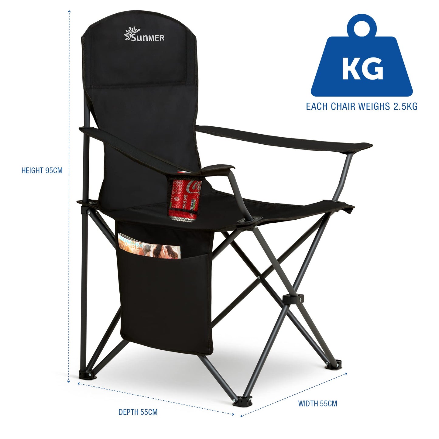 - SUNMER Set of 2 Folding Camping Chairs | Extra-Wide Lightweight Outdoor Chairs -