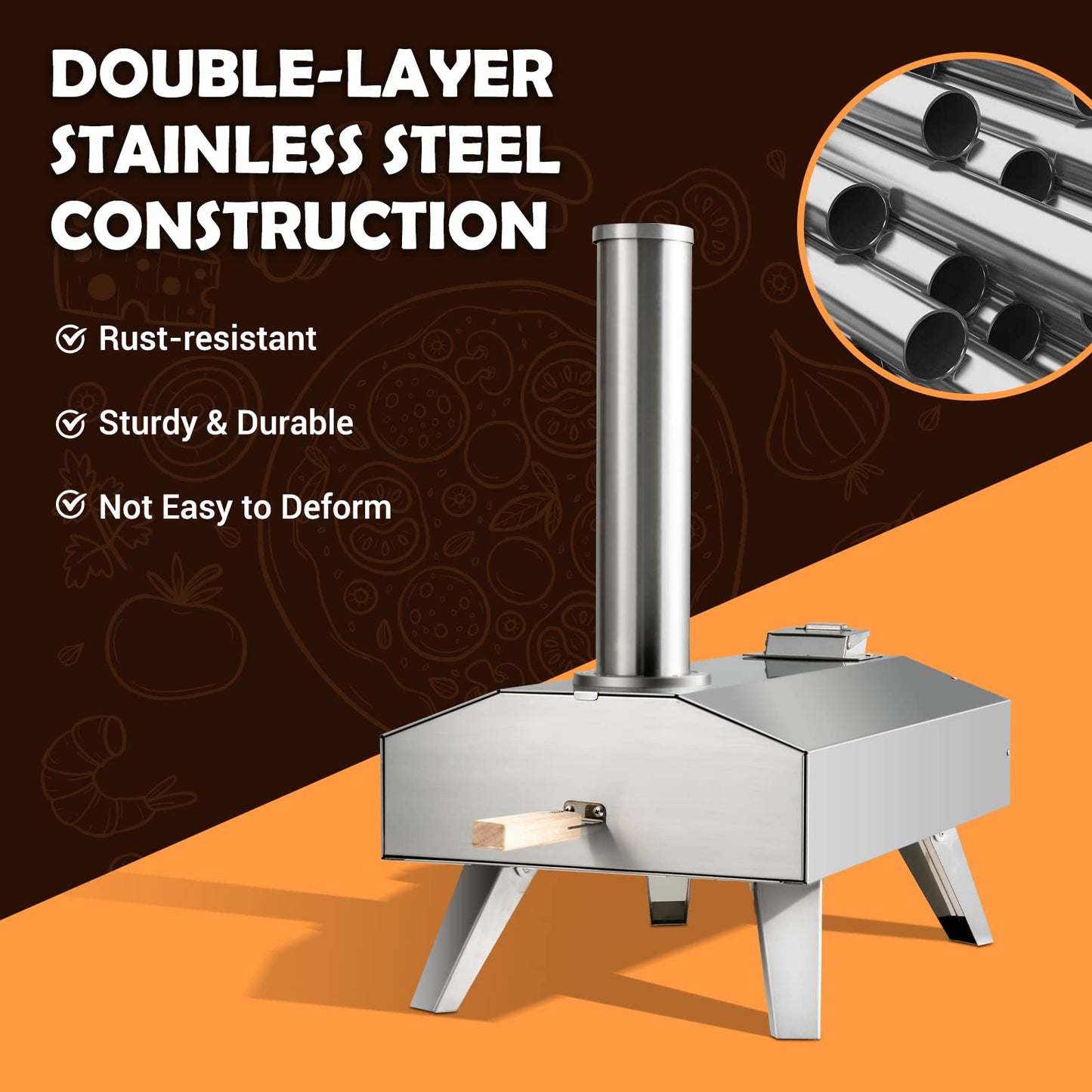 - TANGZON 12” Outdoor Pizza Oven | Multi-Fuel Stainless Steel Pizza Maker -