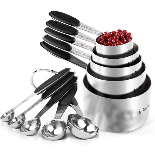 - U-Taste 18/8 Stainless Steel Measuring Cups and Spoons Set of 10 -