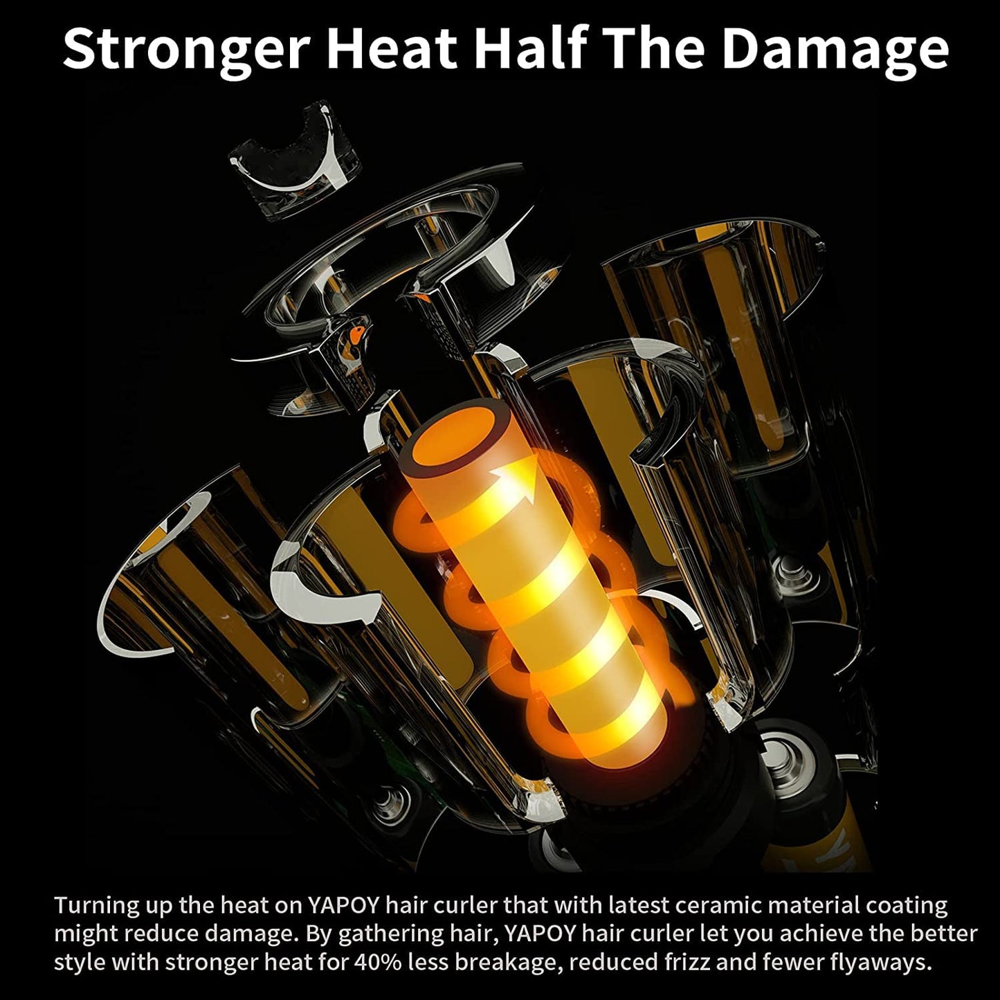 - YAPOY Cordless Automatic Hair Curler Rechargeable Auto Curlers with 5 Temps & Timers, Heat Insulation Chamber, LCD Screen, Auto Shut-Off, Suitable for Short & Long Hair Styling - Grey