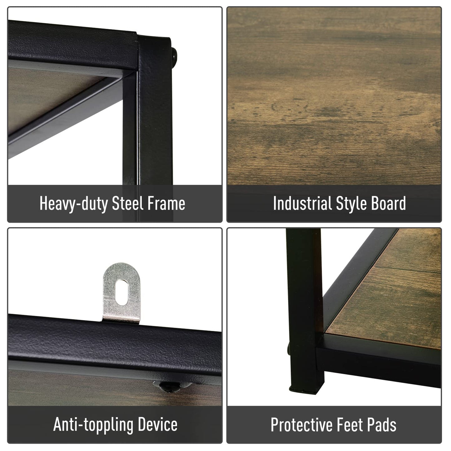 - HOMCOM 6 Tier Bookcase | Industrial Tall Shelf Unit | Steel Frame -