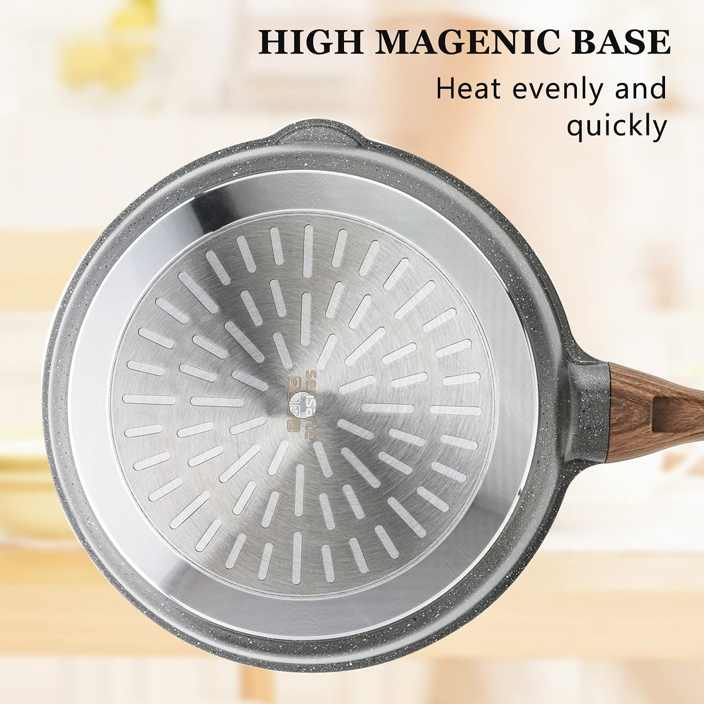 - SENSARTE Nonstick Deep Frying Pan Skillet | 26 cm/4 Litre Frying Pan with Lid -