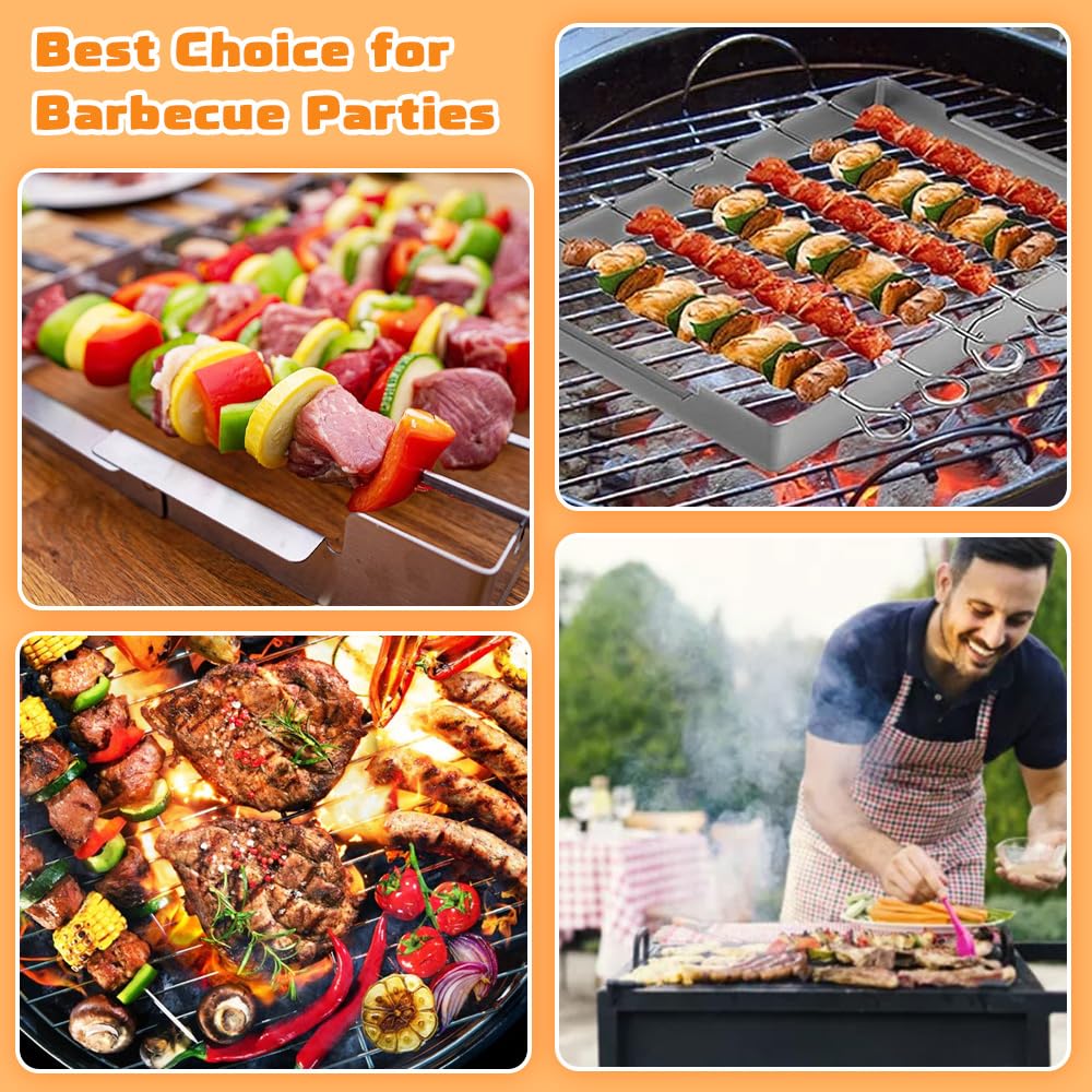 - KARBAG Barbecue Skewers & Rack Set | BBQ Kebab Rack With Oil Brushes -