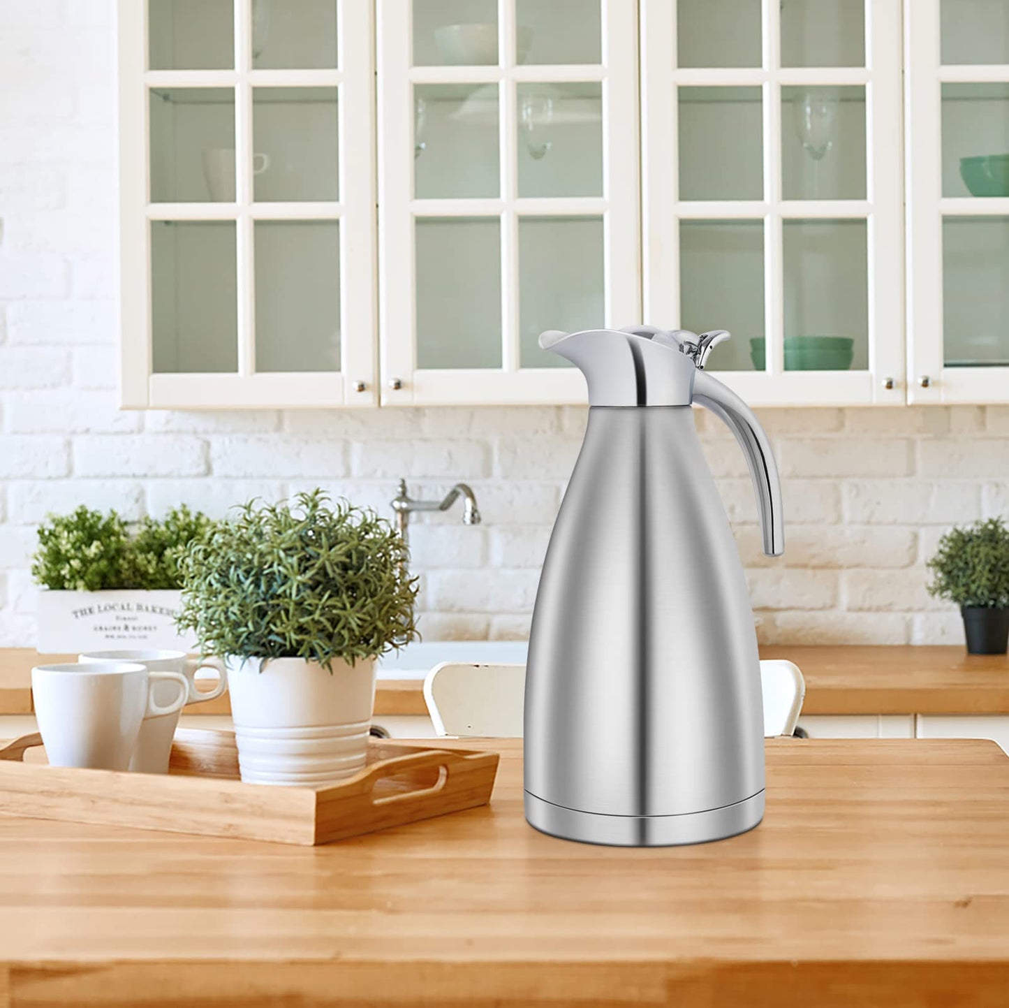- Perome 2L Stainless Steel Thermal Carafe Jug | Double-Wall | Heat & Cold Retention for Water, Coffee, Tea -