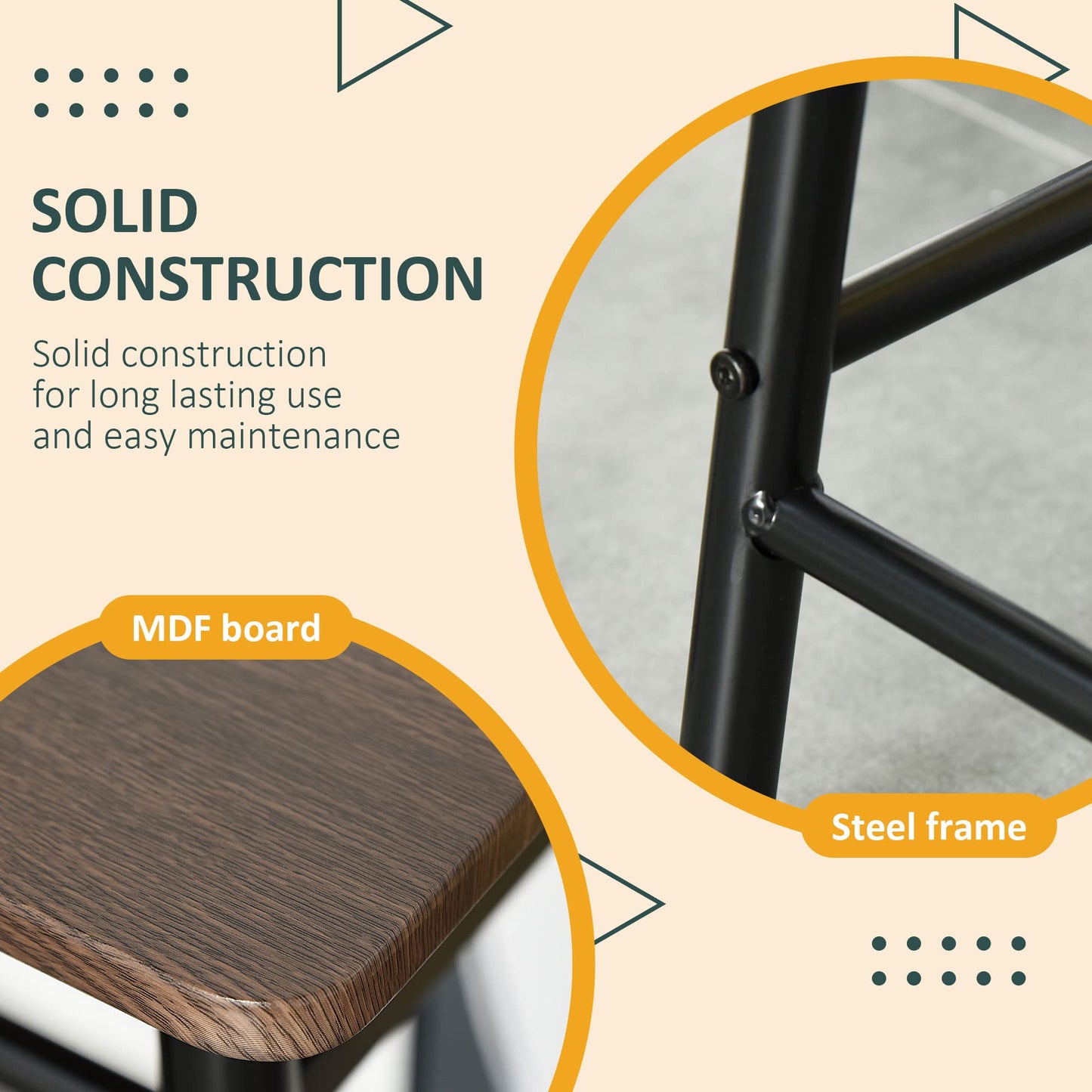 - HOMCOM Bar Table Set | Bar Table and Stools Set | Footrest and Storage Shelf -