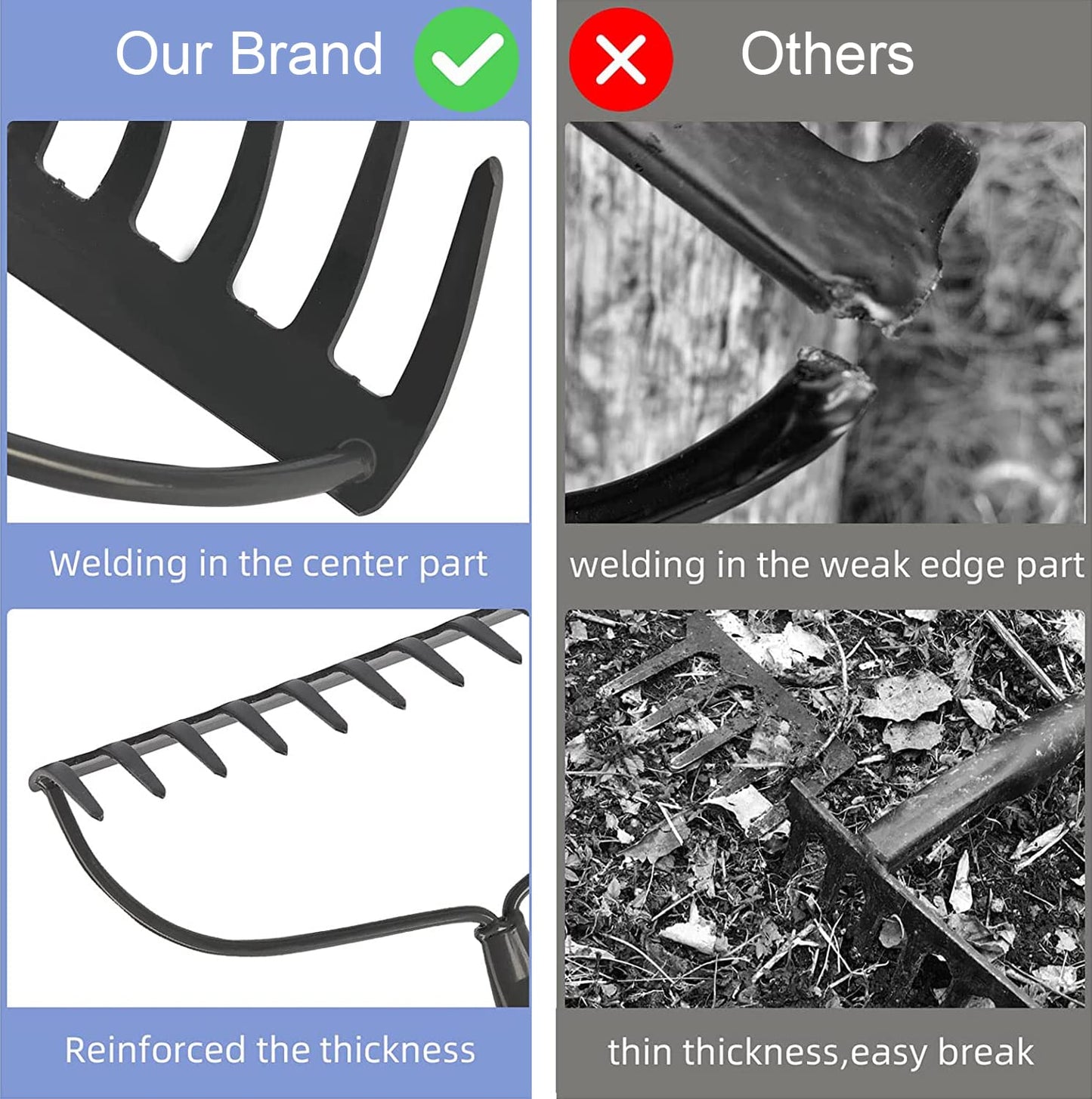 - MIYA Garden Rakes | Long 152CM Handle | Heavy Duty 14 Tines Rake -