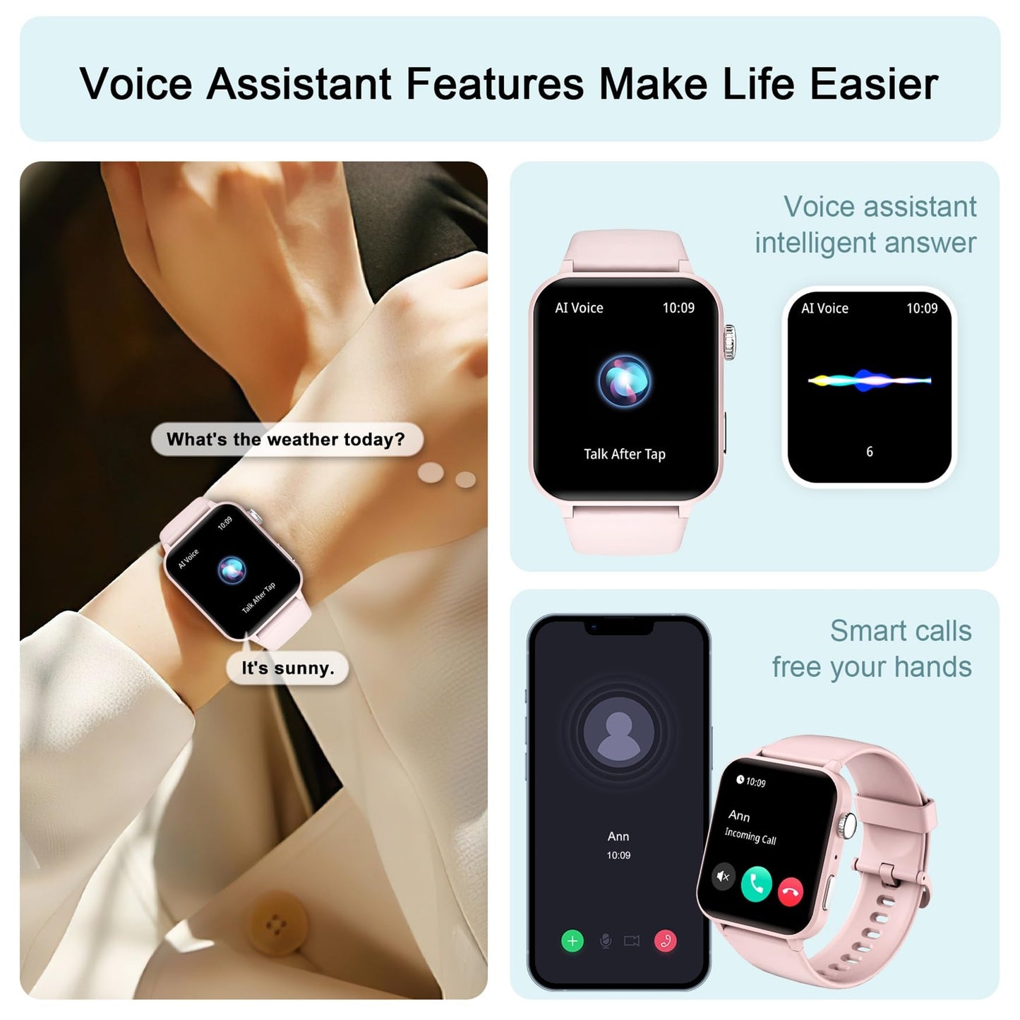 - IOWODO Smart Watch for Women | Voice Assistant Fitness Watch -