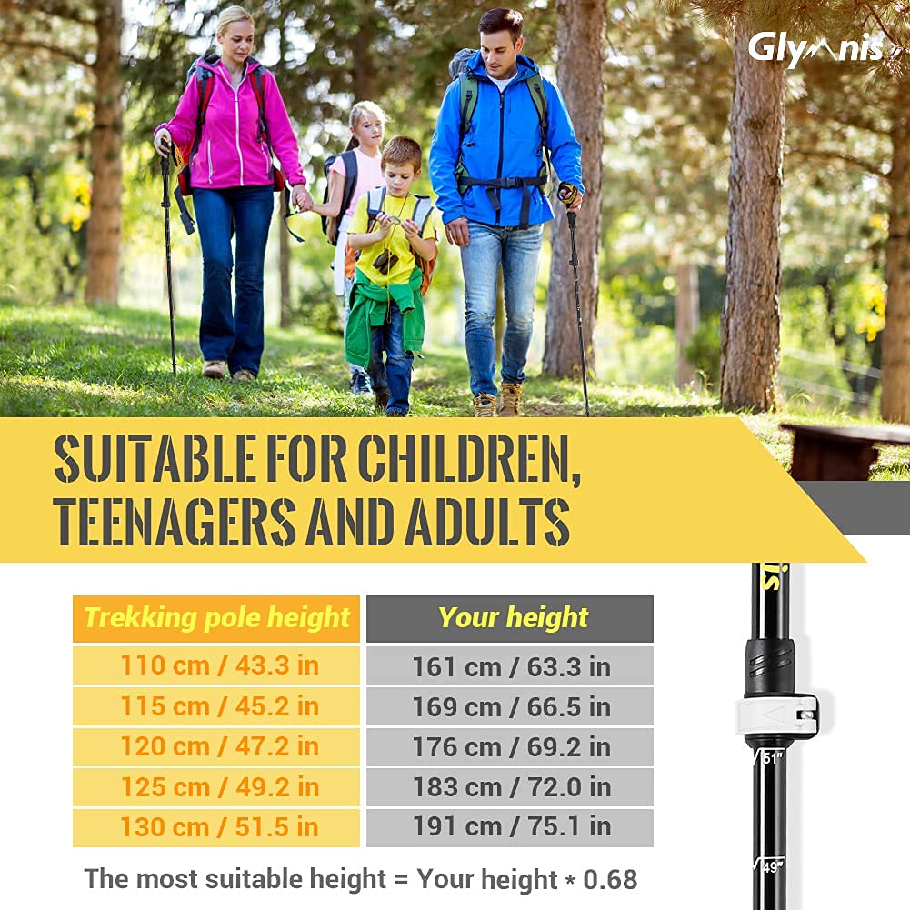 - Glymnis Walking Poles | 2 Pack | Collapsible Walking Poles -