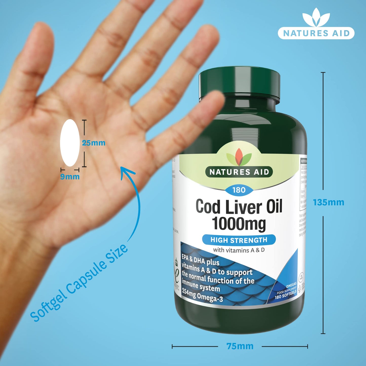 - Natures Aid Cod Liver Oil | With Vitamins A and D for Normal Function of the Immune System -