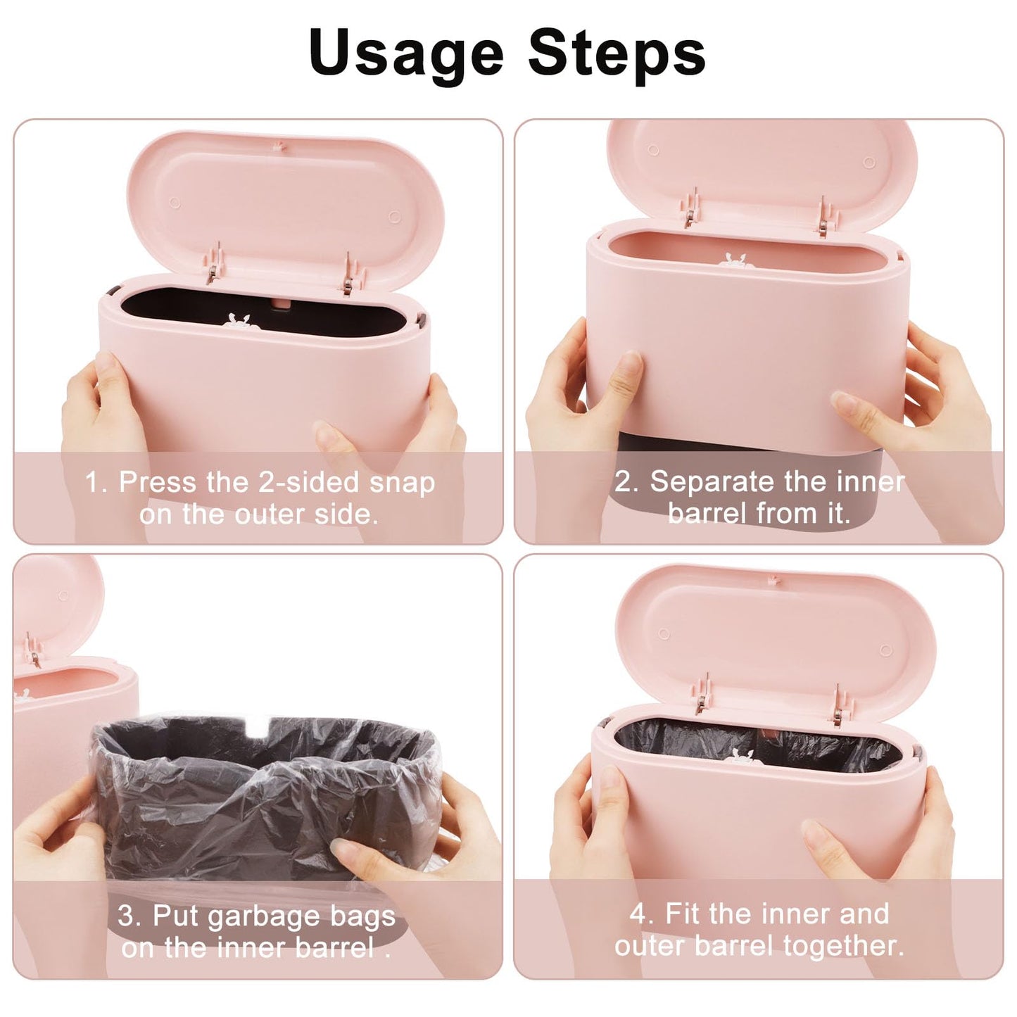- SHAIDOJIO Desk Bin with Lid | Mini Bin with 90PCS Trash Bags -