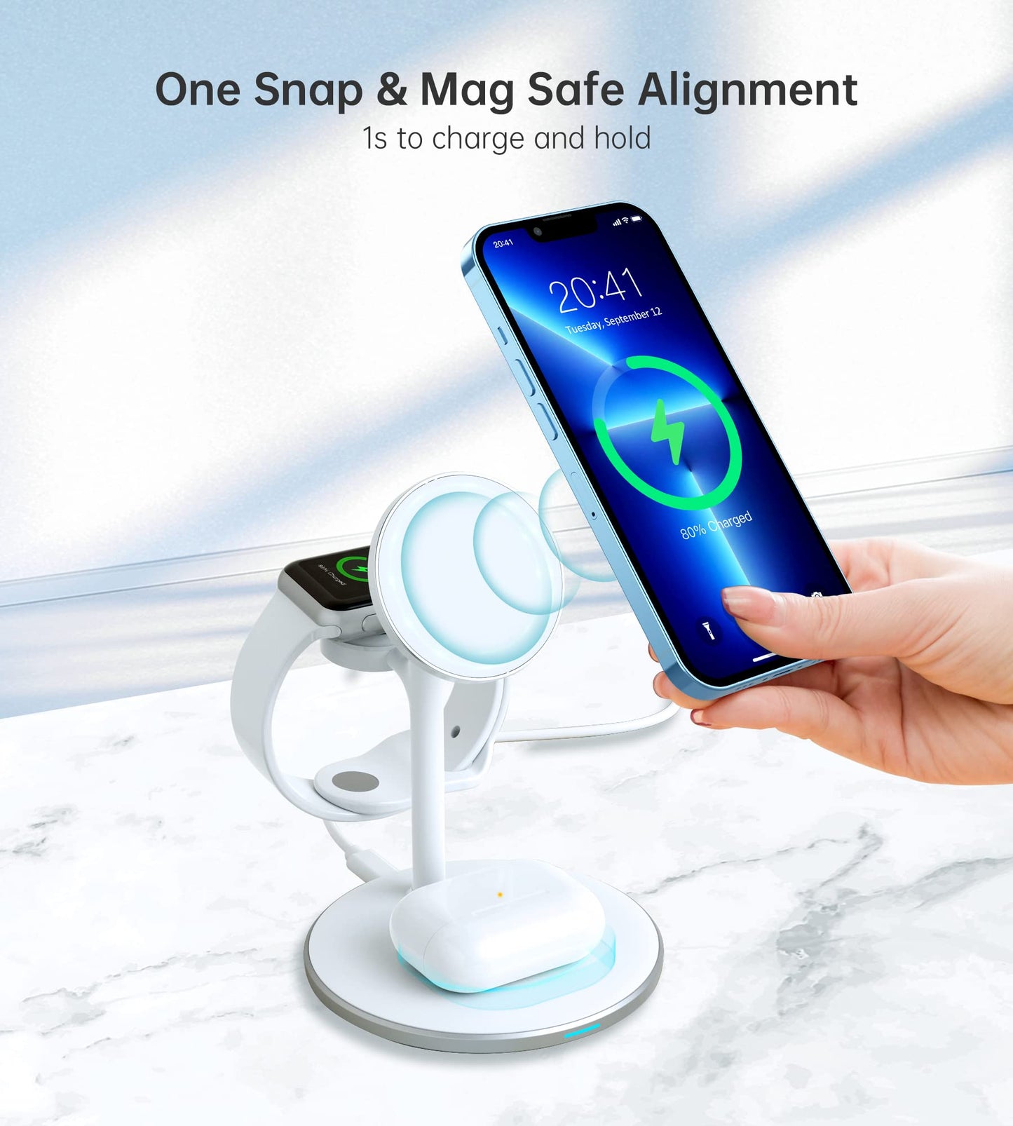 - Mag-Safe Wireless Charger Stand | Upgrade 3 in 1 Magnetic Wireless Charging Station -
