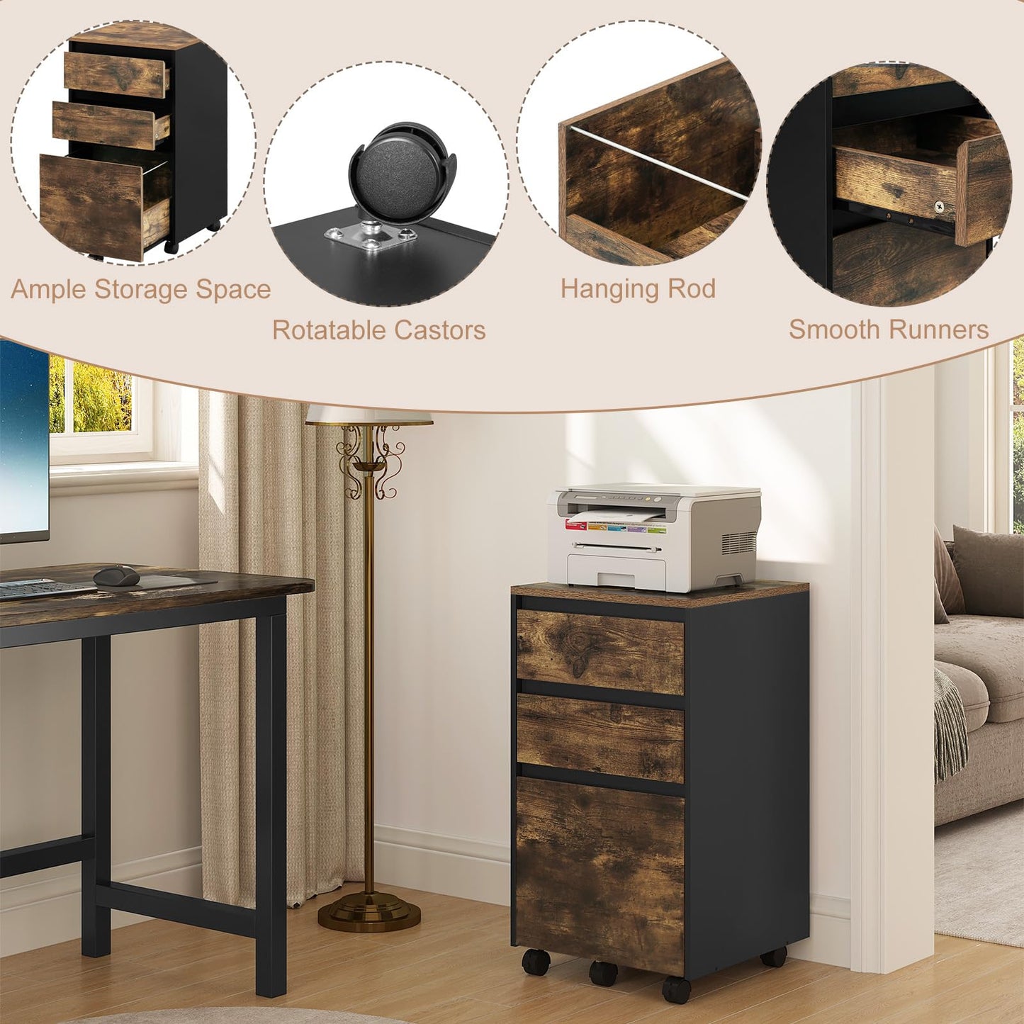 - WOLTU Mobile Filing Cabinet for Lever Arch Folders, Storage Cabinet in the Office
