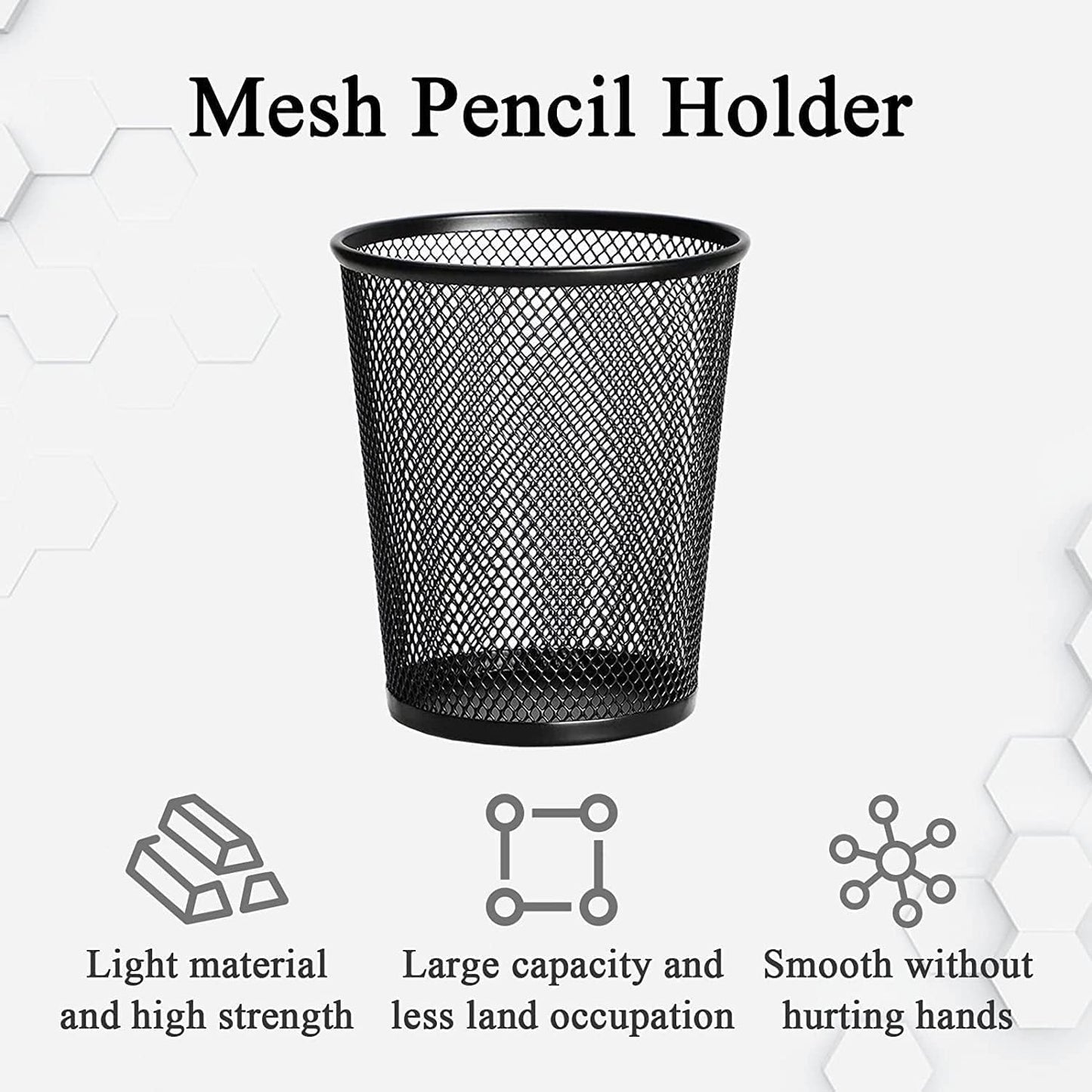 Answaily Pen Holder 6 Pack, Mesh Desk Organizer Pen Pot Pencil Holders, Stationary Supplies Pencil Pots For Office, Home, Classroom (Black 6pcs)