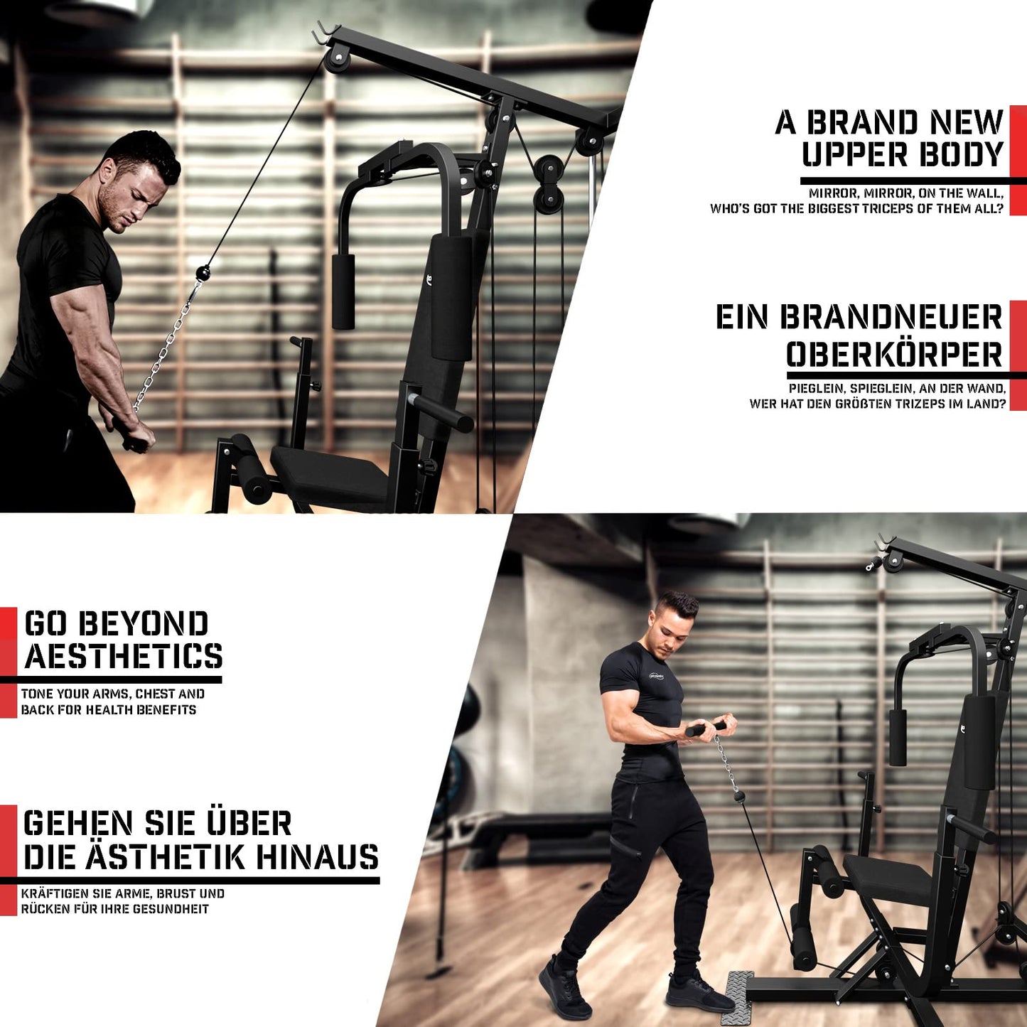 - Physionics® Multi-Gym | 40kg Weight Stack | Lat Pulldown | Leg Extension | Chest Press -