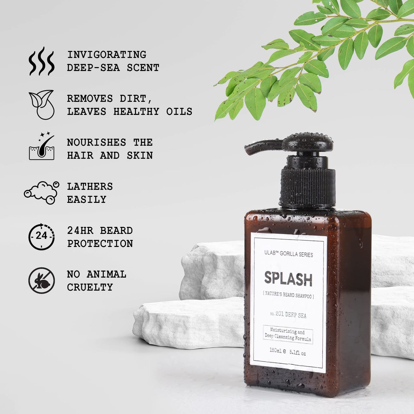 - Splash and Shine Beard Shampoo | Beard Conditioner | Deep Sea Scent Beard Wash and Conditioner for Men (2 x 150ml) -