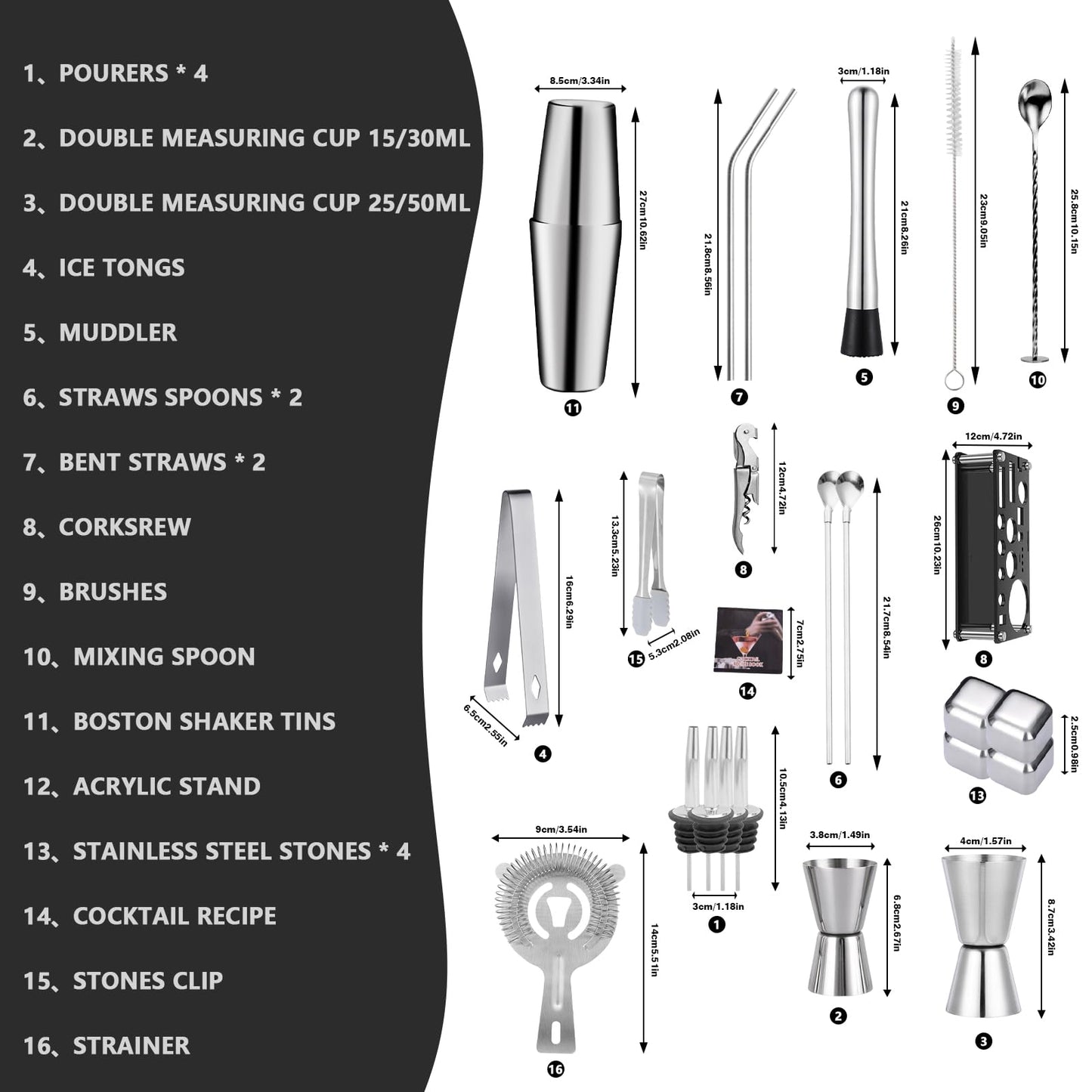 - Gabrella Cocktail Shakers Set | 23PCS Cocktail Set | Cocktail Making Kit -