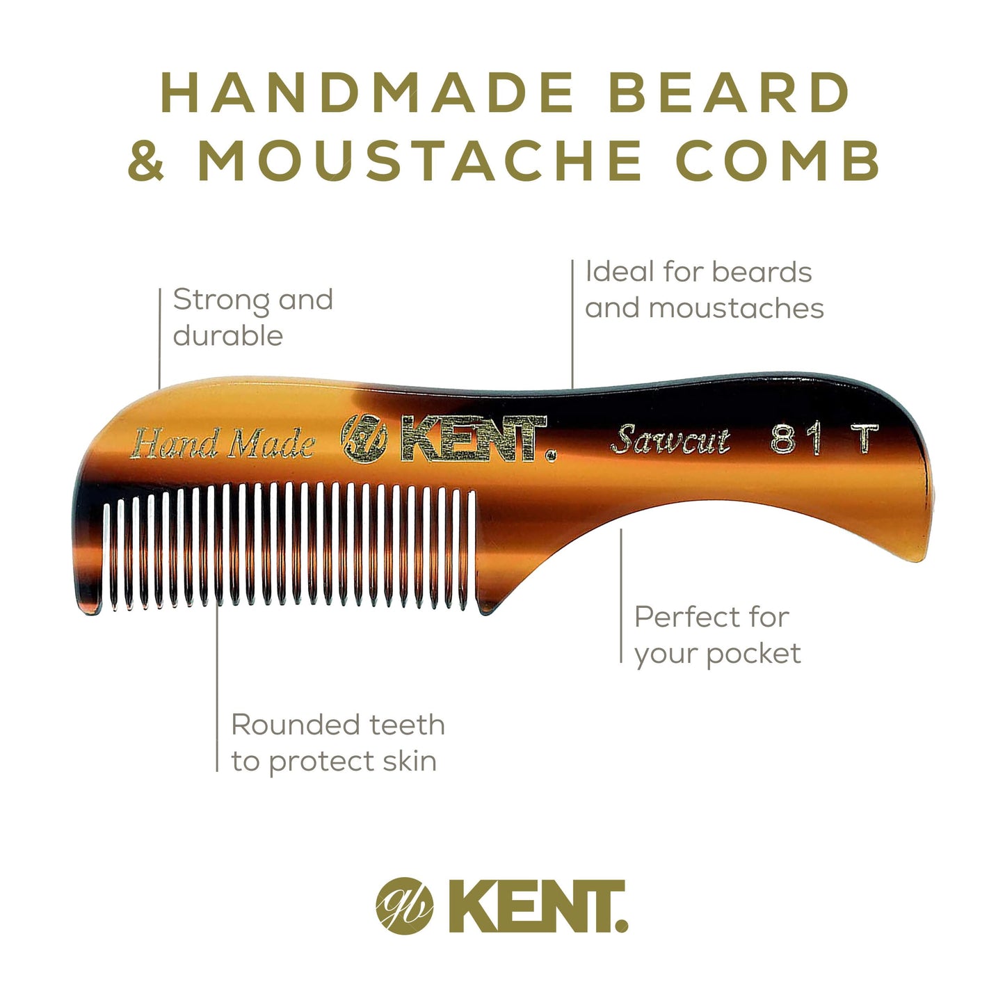 - Kent Handmade Fine Toothed Moustache and Beard Comb -