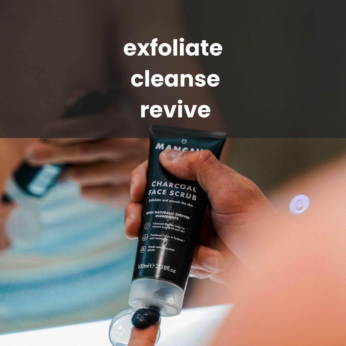 - ManCave Charcoal Face Scrub | 100ml for Men | Exfoliate & Smooth Skin -