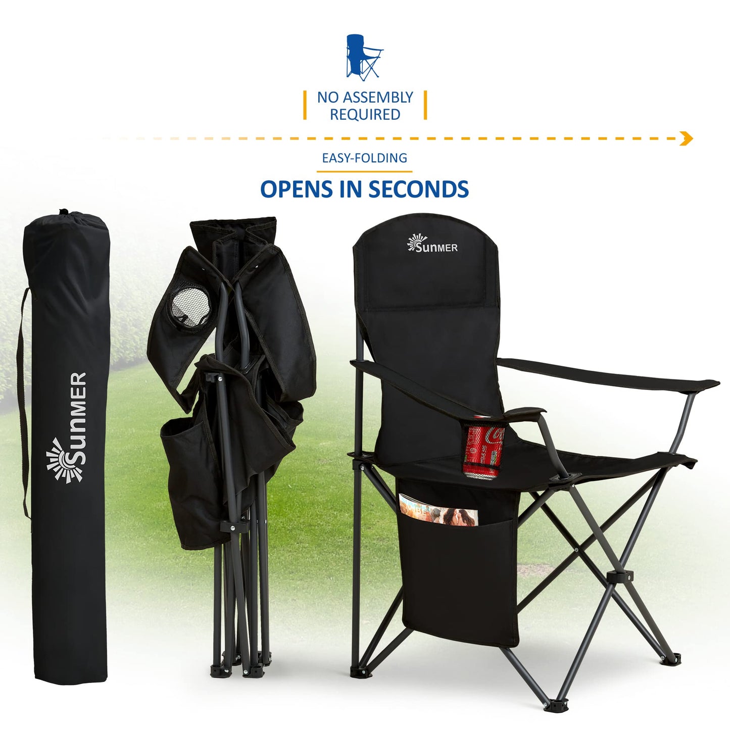 - SUNMER Set of 2 Folding Camping Chairs | Extra-Wide Lightweight Outdoor Chairs -