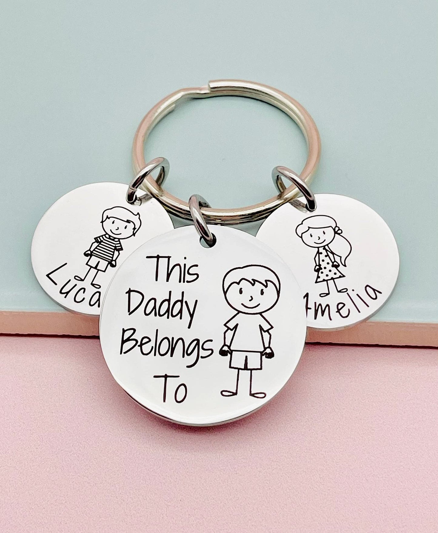 - 'This Daddy Belongs To' | Personalised Keyring Gift for Dad Father's Day -